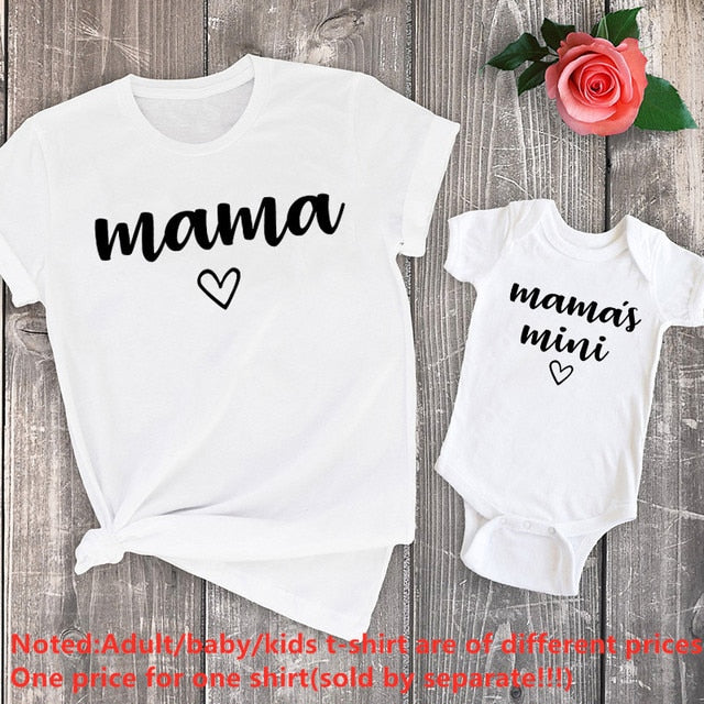 Mini Tshirt Mother Daughter Mum T-shirt Tops Toddler Baby Kids - Family Matching Outfits