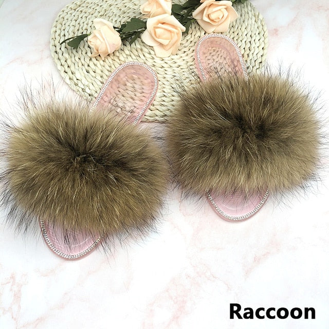 Summer Jelly Shoes Plush Fur Slippers Flat Sandals