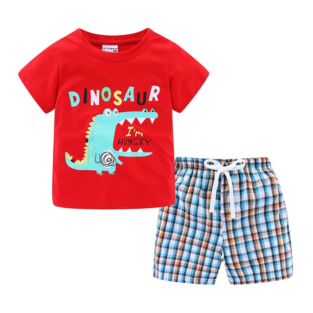 Summer Plaid Short Set For Boys