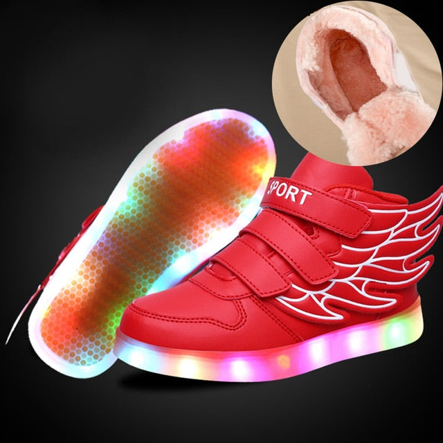 LED Sneakers for Boys & Girls with Fur Inside