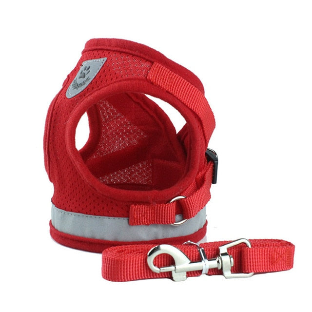 Nylon Mesh Cat Harness Reflective Pet Harness And Leash Sets