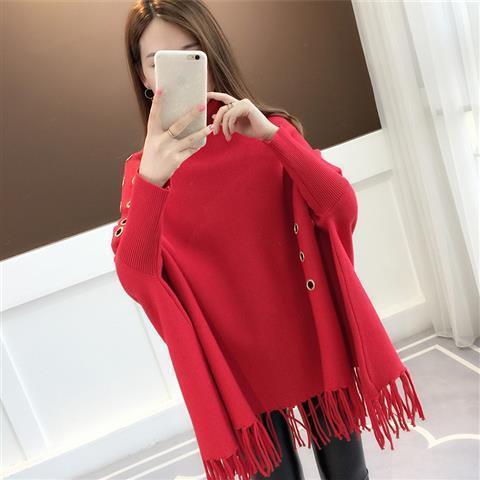 One Size highneck Cloak Sweater for Women