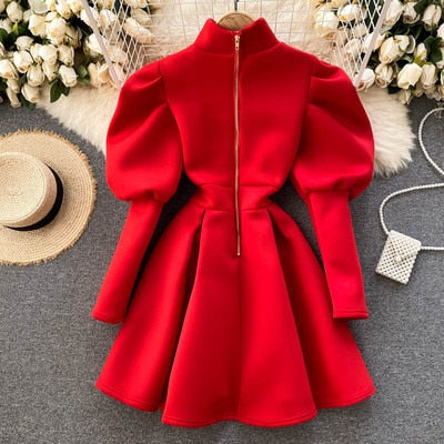 Winter Puff Long Sleeve Dresses For Women - Azahshopping