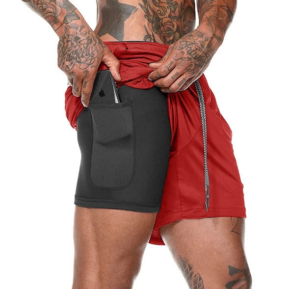 Double pocket Sport Shorts Men Sportswear