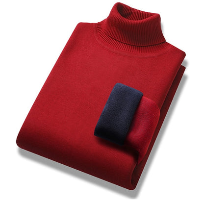 Long Sleeved Turtleneck Pullover High Neck Fleece Warm Slim Fit