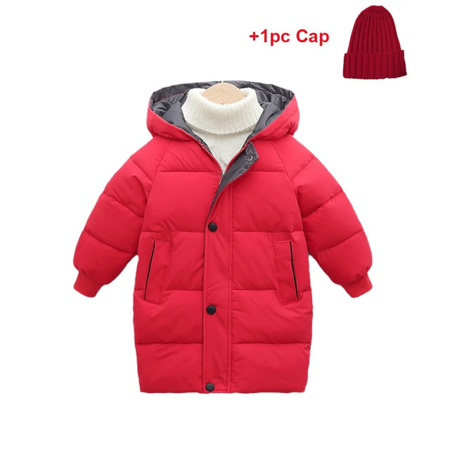 Cotton-padded Hooded Winter Down Jackets for Boys