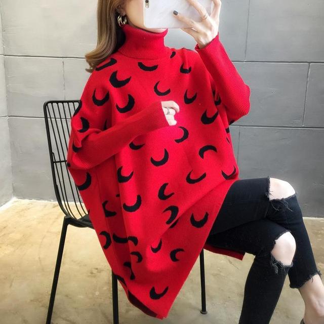 One Size highneck cape moon Sweater for Women