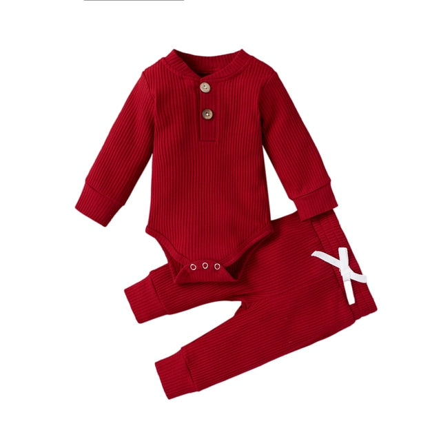 Newborn Winter Baby Girl Long Sleeve Romper Pants Sets