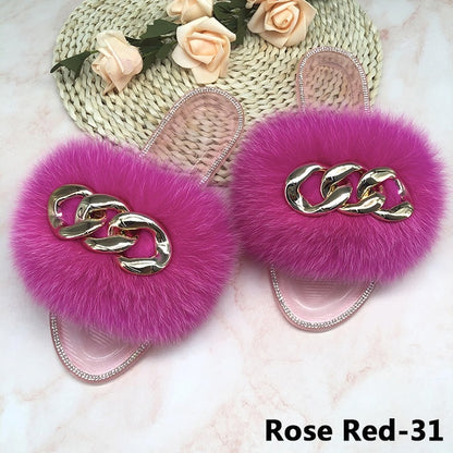 Summer Jelly Shoes Plush Fur Slippers Flat Sandals