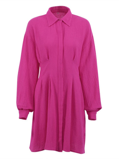 Spring Summer Cotton Linen Shirt Dress