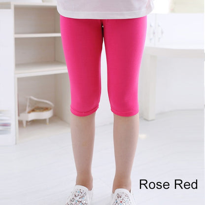 Girls Knee Length Kid Fifth Pants Candy Color