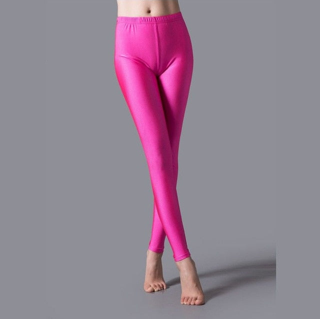 Shinny Elasticity Solid Color Leggings - Azahshopping