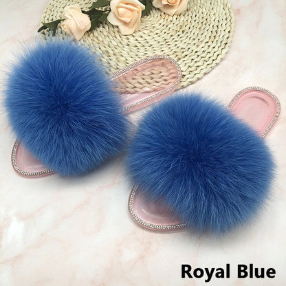 Summer Jelly Shoes Plush Fur Slippers Flat Sandals