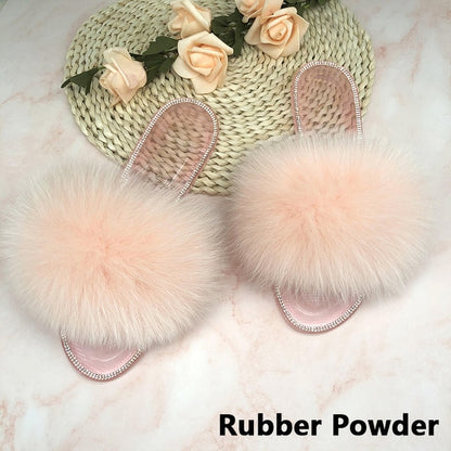 Summer Jelly Shoes Plush Fur Slippers Flat Sandals