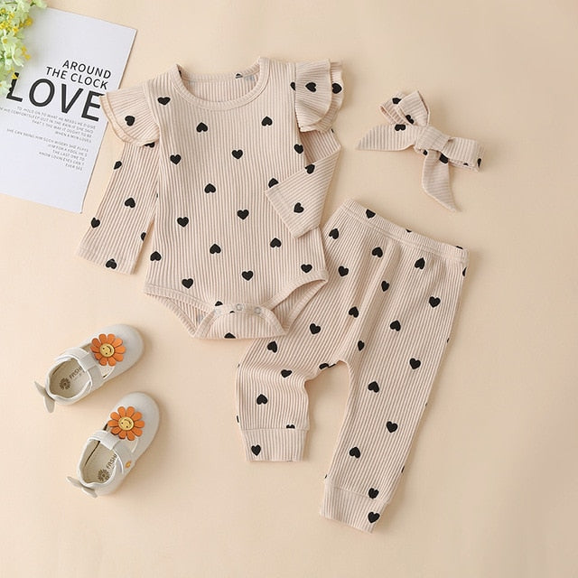 Ruffles Romper Top Bow Leopard Pants New Born Sets