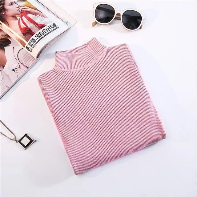 Turtleneck Pullovers Sweaters Long Sleeve Slim Oversize Sweater