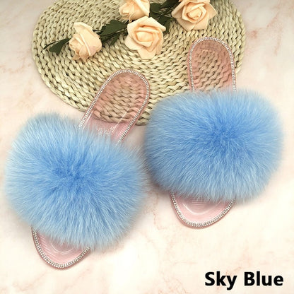 Summer Jelly Shoes Plush Fur Slippers Flat Sandals