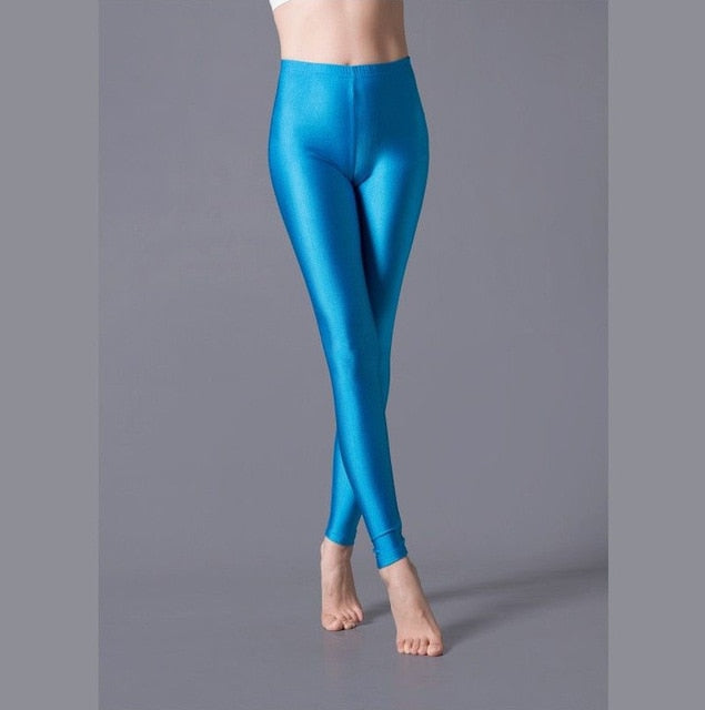 Shinny Elasticity Solid Color Leggings - Azahshopping