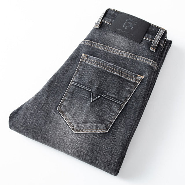 Men Smoky Gray Regular Fit Stretch Denim Jeans