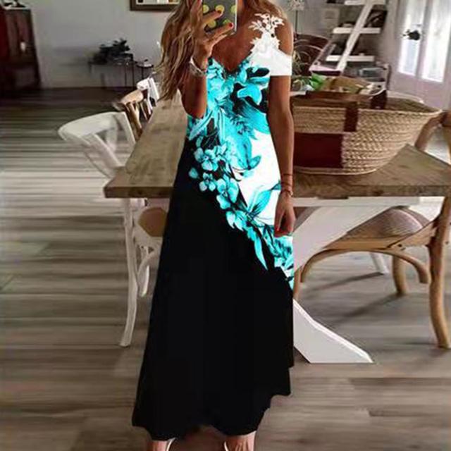 Spring Summer Off Shoulder Bohemian Maxi Dress