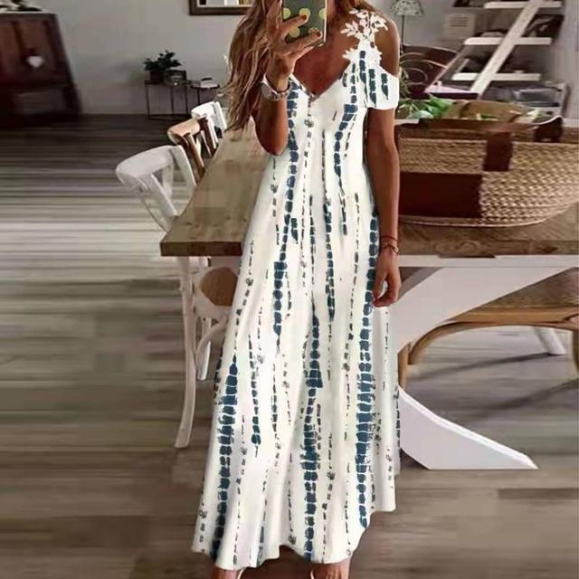 Spring Summer Off Shoulder Bohemian Maxi Dress