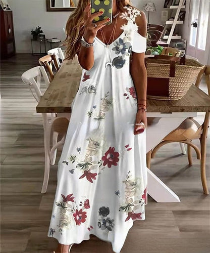 Spring Summer Off Shoulder Bohemian Maxi Dress