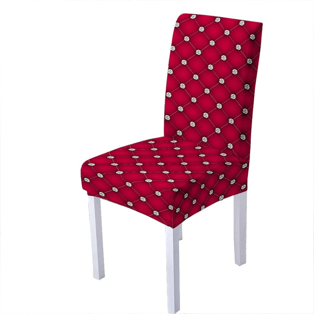 Geometric Spandex Chair Cover For Dining Room 3d Crystal Chairs Covers