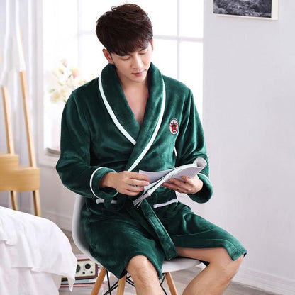 Winter Flannel Long Robe Thick Warm Sleepwear