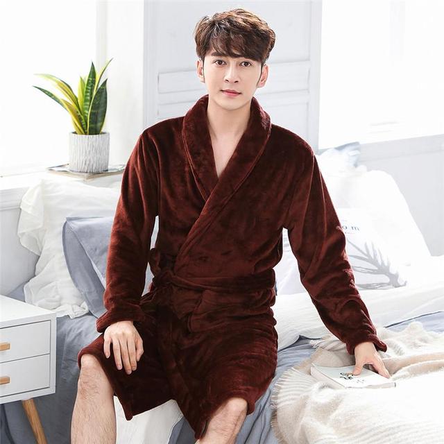 Winter Flannel Long Robe Thick Warm Sleepwear