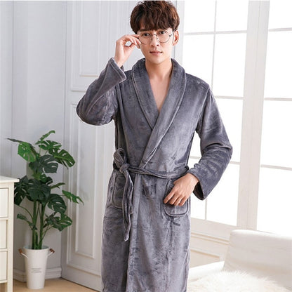 Winter Flannel Long Robe Thick Warm Sleepwear