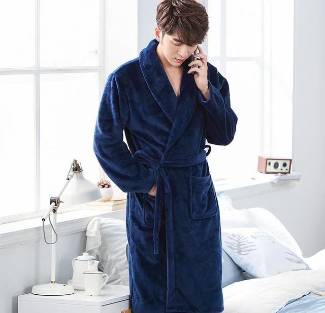 Winter Flannel Long Robe Thick Warm Sleepwear