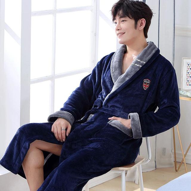 Winter Flannel Long Robe Thick Warm Sleepwear