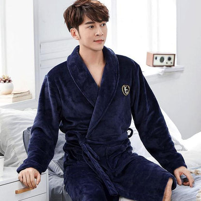 Winter Flannel Long Robe Thick Warm Sleepwear