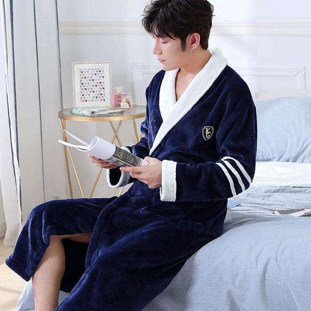 Winter Flannel Long Robe Thick Warm Sleepwear