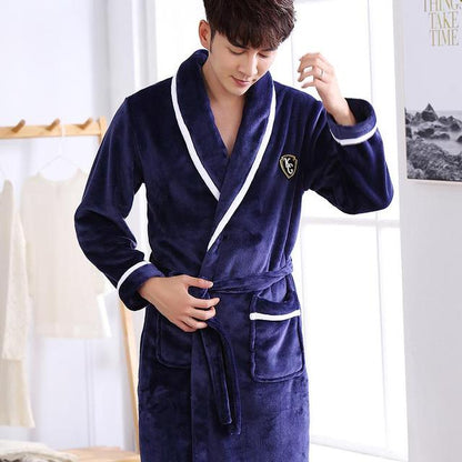 Winter Flannel Long Robe Thick Warm Sleepwear