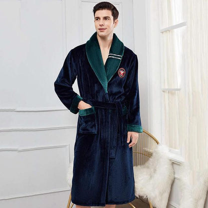 Winter Flannel Long Robe Thick Warm Sleepwear