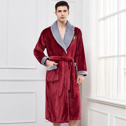 Winter Flannel Long Robe Thick Warm Sleepwear