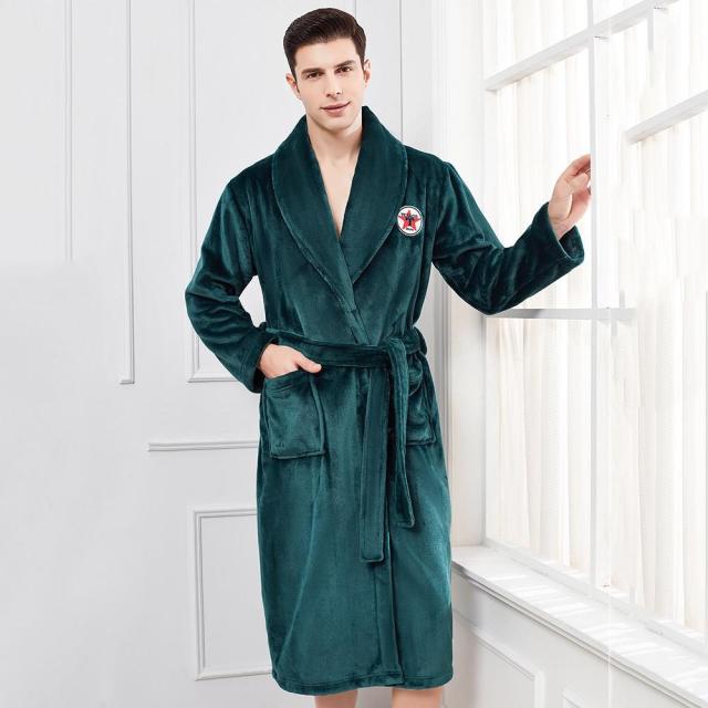 Winter Flannel Long Robe Thick Warm Sleepwear