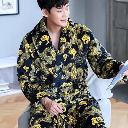 Winter Flannel Long Robe Thick Warm Sleepwear