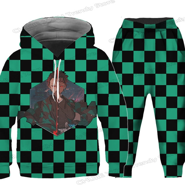 Printed Hoodie Tracksuit Set