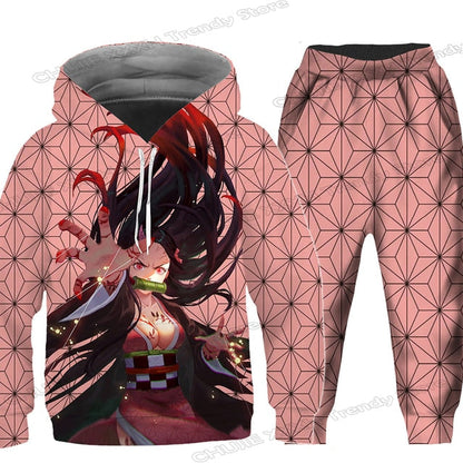 Printed Hoodie Tracksuit Set