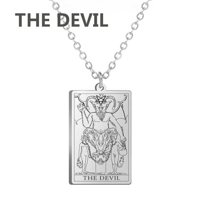 Stainless Steel Classic Tarot Cards Pendant Necklace