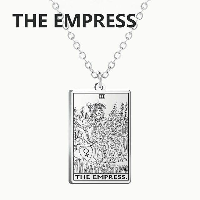 Stainless Steel Classic Tarot Cards Pendant Necklace