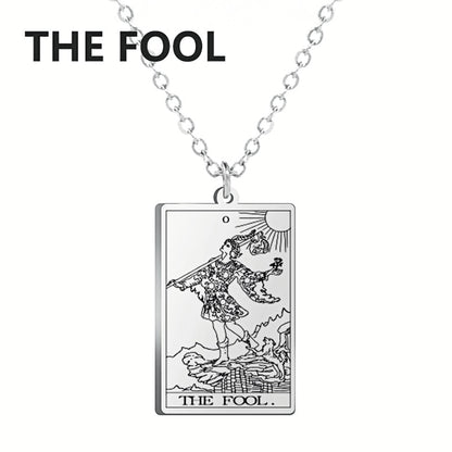 Stainless Steel Classic Tarot Cards Pendant Necklace