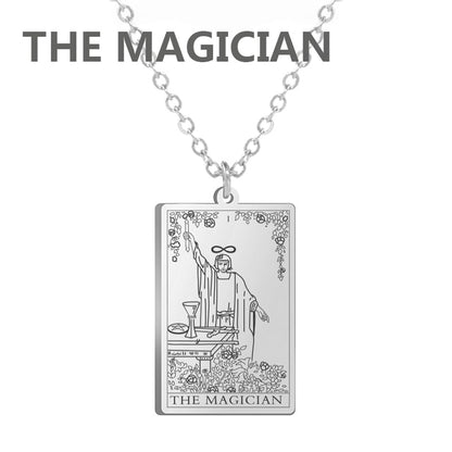 Stainless Steel Classic Tarot Cards Pendant Necklace