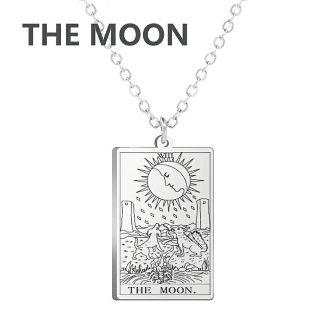 Stainless Steel Classic Tarot Cards Pendant Necklace