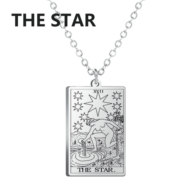 Stainless Steel Classic Tarot Cards Pendant Necklace