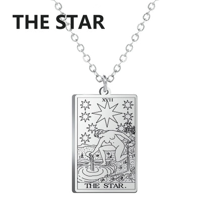 Stainless Steel Classic Tarot Cards Pendant Necklace