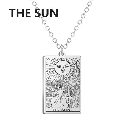 Stainless Steel Classic Tarot Cards Pendant Necklace