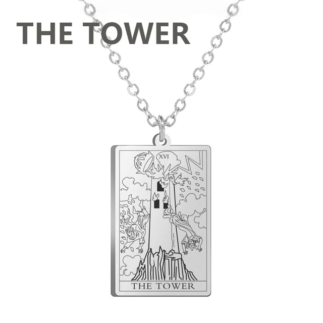 Stainless Steel Classic Tarot Cards Pendant Necklace